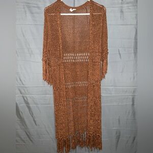 Full-length 3/4 sleeved crochet cartigan